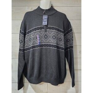 NWT IZOD Quarter Zip Gray Sweater Mens Size 2XL Big & Tall Grey Long Sleeve